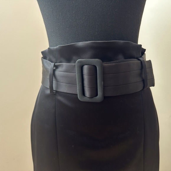 COAST Black Satin Belted Pencil Skirt - Picture 5 of 8